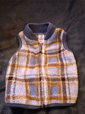 chick pea Plaid Sherpa Vest in Blue and Mustard